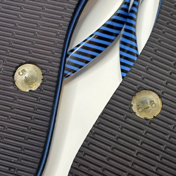 Vera Bradley Flip Flops Sandals Small 5 / 6 Flowers Blue Floral Beach Pool - Picture 4 of 5